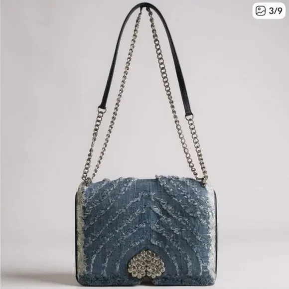 Kate Spade Denim Amelia Jeweled Shoulder Bag w/ Crystal Spade - Picture 4 of 16